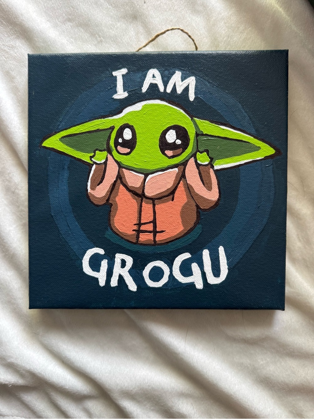 Grogu Canvas Art - Handpainted